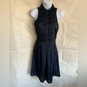 The Limited Navy Blue Sleeveless Pleated-Front Midi Dress